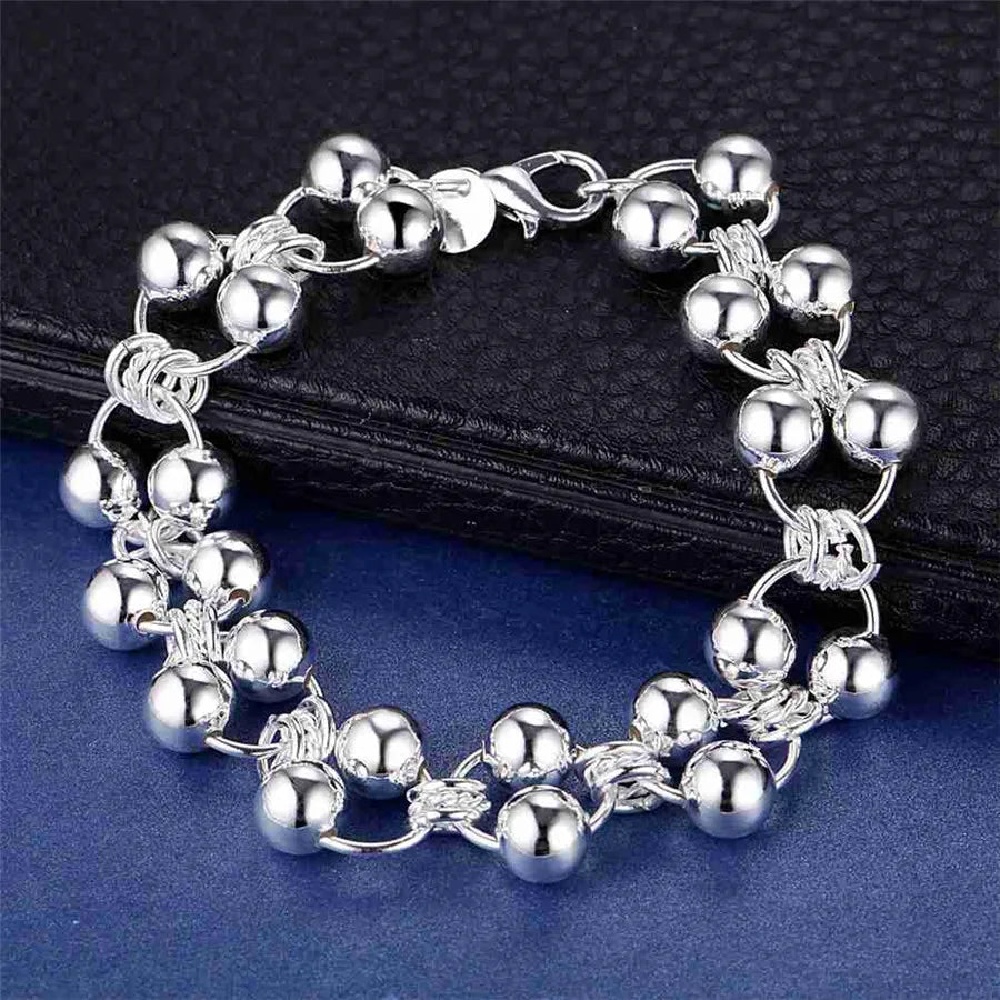 Fashion charm 925 Sterling Silver Bracelet for man woman Twisted rope chain fine jewelry Wedding party Christmas gift - Lootquake