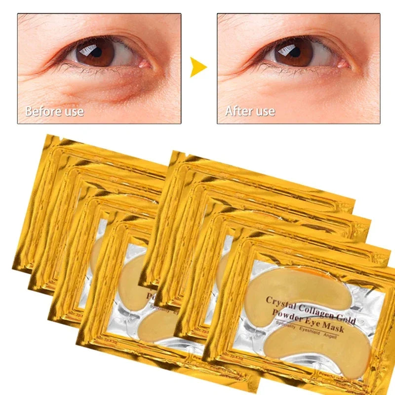 Mascarilla de colágeno cristalino con polvo dorado para ojos, antiedad, ojeras, acné, parches de belleza para el cuidado de la piel de los ojos, cosmética coreana (30p = 15 pares)