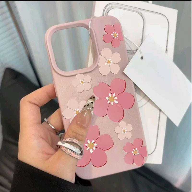Funda para iPhone con diseño floral coreano
