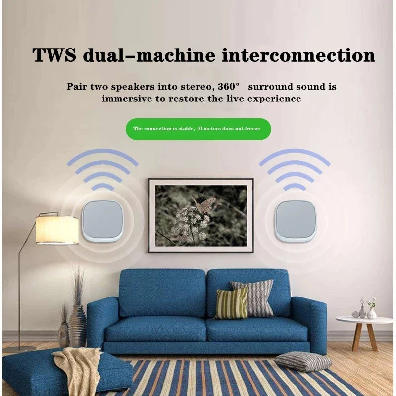 Altavoz Bluetooth de pared con interconexión TWS, batería incorporada de 4400 mAh, estéreo portátil, subwoofer estéreo envolvente 3D inalámbrico.