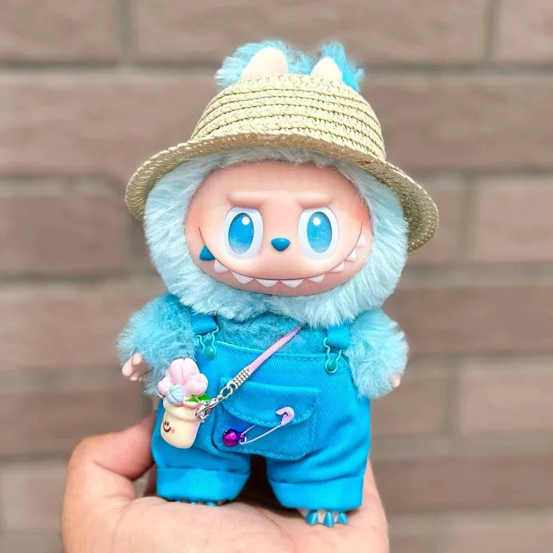 Vêtements de poupée Labubu Big Into Energy, combinaison d'été de remplacement avec chapeau de paille et ceinture pour Ropa Labubu