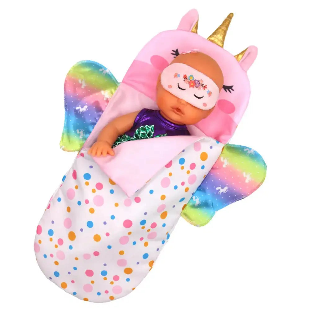 Rainbow Wing Doll Sleeping Bag With Eye Mask Set Suitable For Dolls Of Different Sizes, 10-18 Inch Doll Accessories, 43cm Newbor - Lootquake