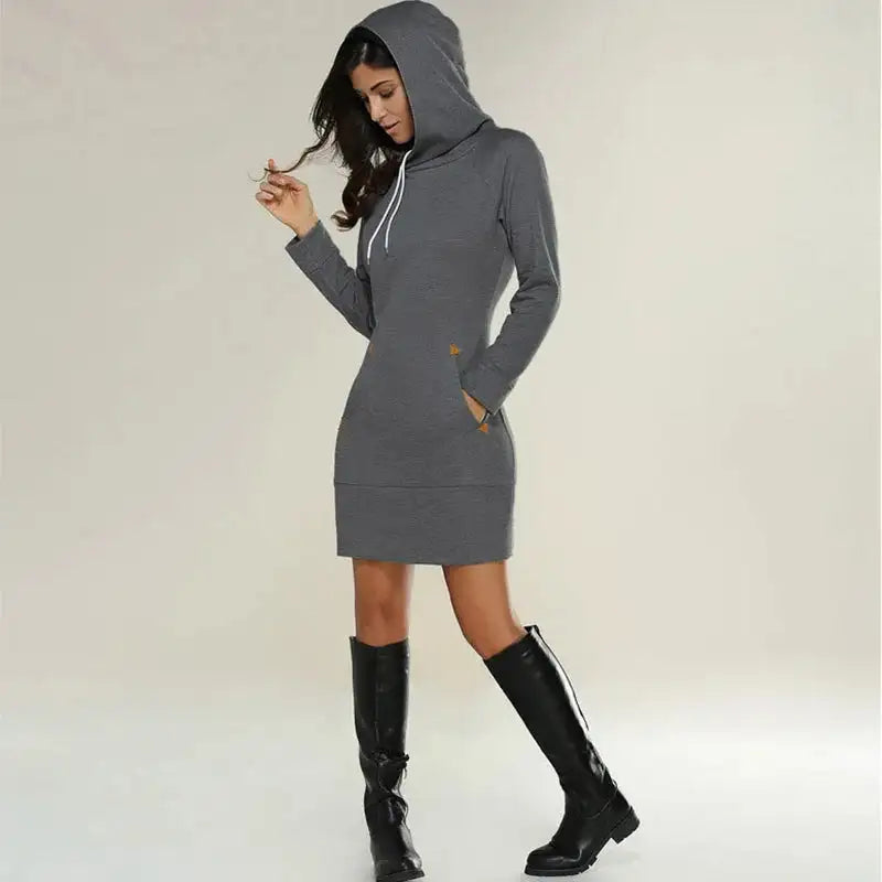 Women Winter Warm Hooded Pullover Sweatshirt Long Dress Sweatshirt Hoodies Women - Lootquake