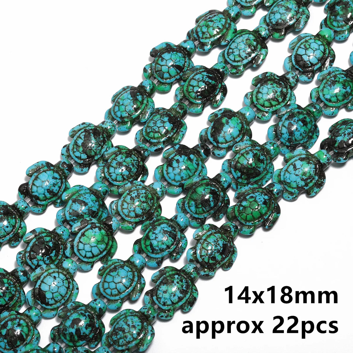 14x18mm 22pcs Sea Turtle Random Color Mix Natural Turquoise Stone Beads Bead for Jewelry Making DIY Ocean Series Bracelet - Lootquake