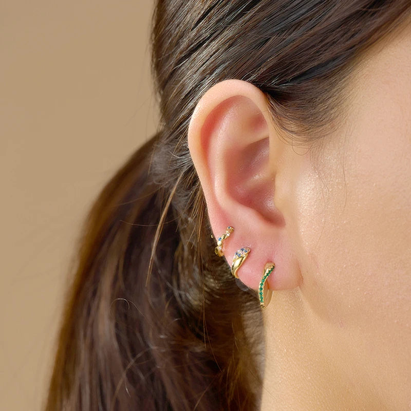 925 Sterling Silver Needle Micro-set Half Circle Zircon Hoop Ear Buckle Geometric Luxury Earrings Fashion Jewelry Gift Wholesale - Lootquake