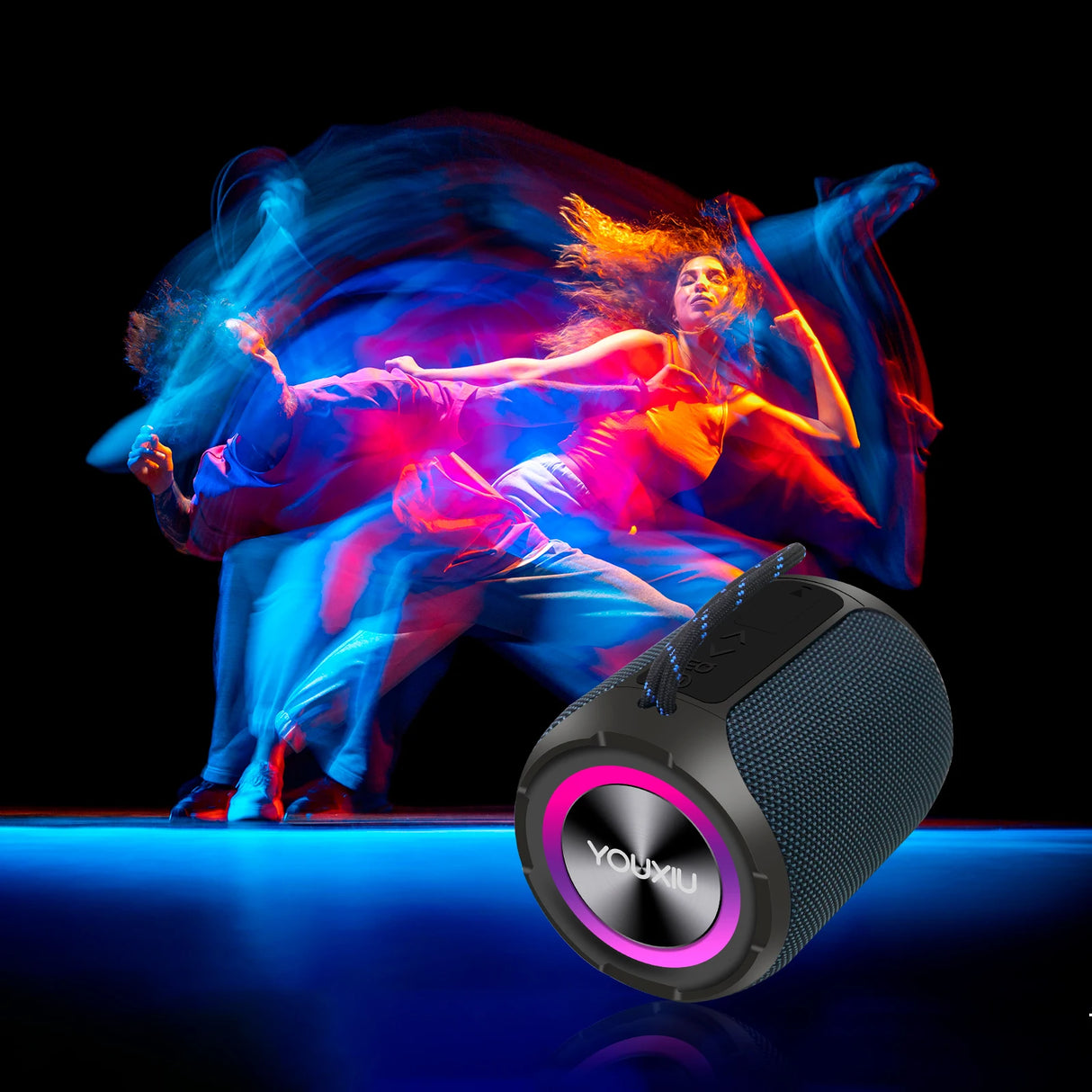 Altavoz Bluetooth portátil BT5.0 IPX7, impermeable, estéreo, música envolvente, inalámbrico, con luz LED, subwoofer, para exteriores.