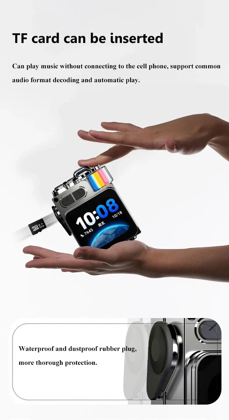 Mini haut-parleur Bluetooth intelligent à écran tactile, lecteur audio portable, appel mains libres sans fil, boîte à musique MP3, prise en charge de la lecture TF, contrôle par application