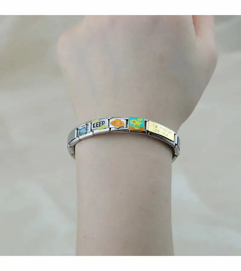 Hapiship 2023 Fashion Charm Italian Links Flower Flower Bee Tent Fit 9mm Bracelet Stainless Steel Making DIY Jewelry DJ661-C - Lootquake