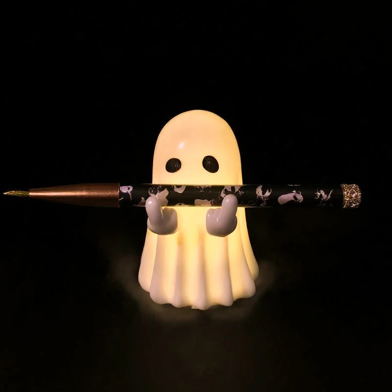 Veilleuse fantôme lumineuse avec lumière chaude, jolie décoration de table d'Halloween pour chambre à coucher et bureau – Décoration de bureau festive