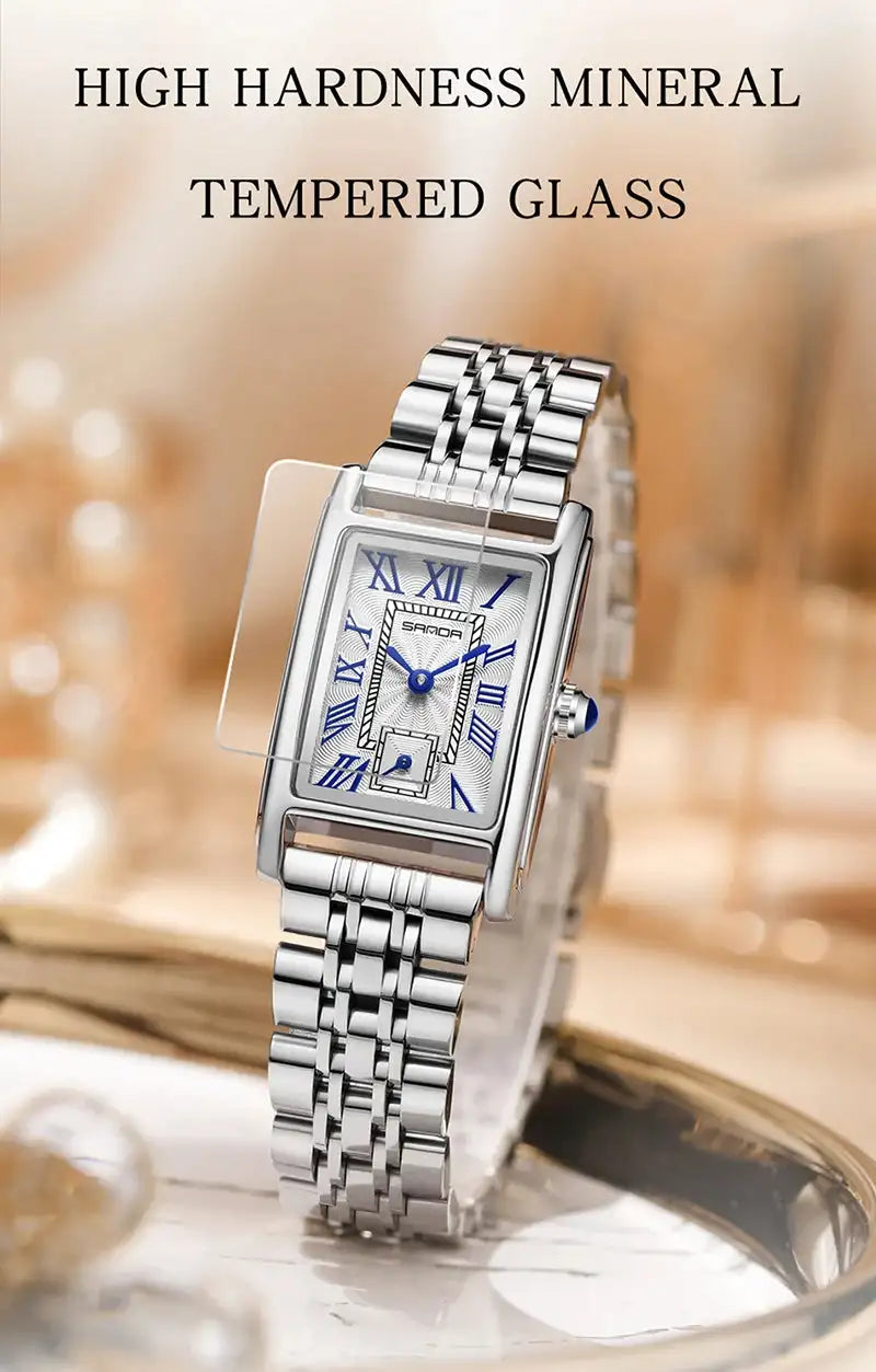 SANDA 1116 New Fashion 2024 Elegant Design Rectangle Dial Water Resistant Quartz Movement Business Women Analog Wrist Watch - Lootquake