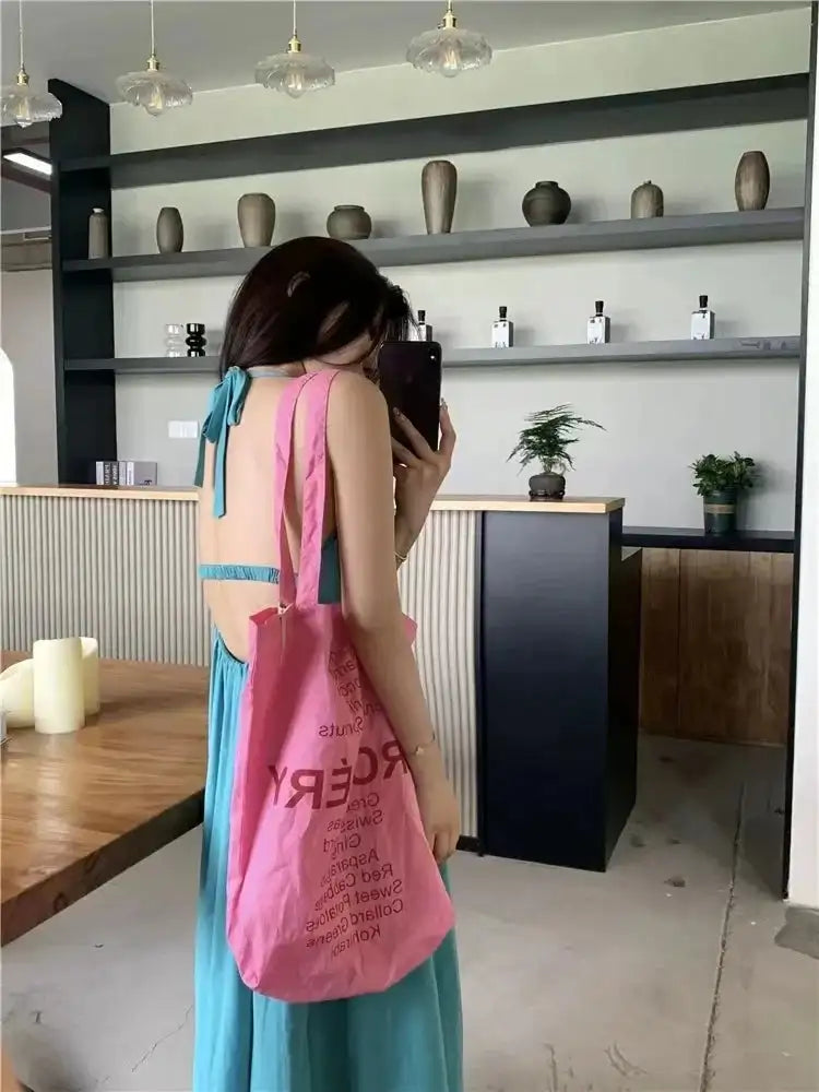 Summer Vacation Dress Thailand Style Open-back Halter Neck Age-reducing Photography Beach Long Dress Belted - Lootquake