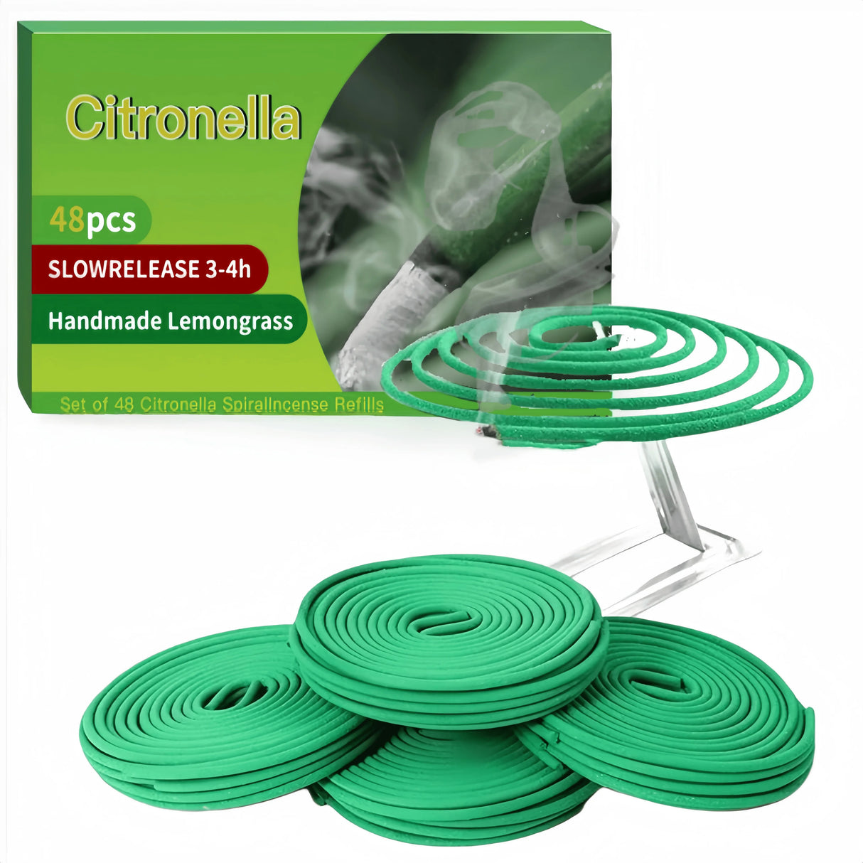 48 velas perfumadas con soporte - Fragancia natural de limoncillo para exteriores, piscinas, patios, porches, terrazas, camping y senderismo