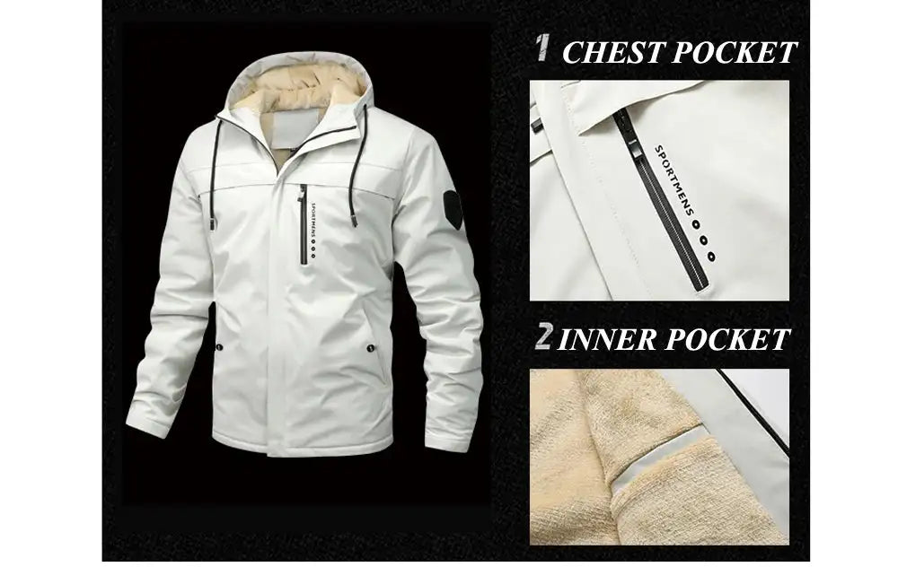 Winter Men's Warm Padded Jackets Fashion Men Fleece Lined Thermal Hooded Coats Men Mountain Ski Windbreaker Jackets Clothing - Lootquake
