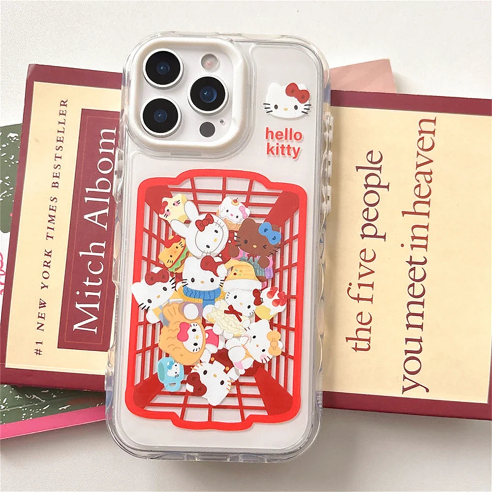 Funda para teléfono con diseño de Hello Kitty, diseño de gatos adorables, a prueba de golpes, color rosa transparente