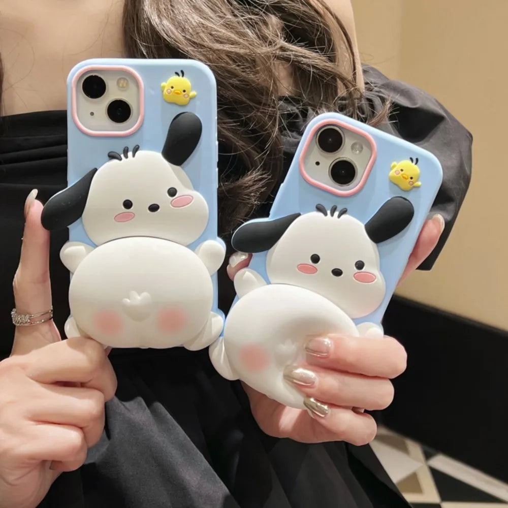 Funda para teléfono con trasero de perro Pochacco de dibujos animados