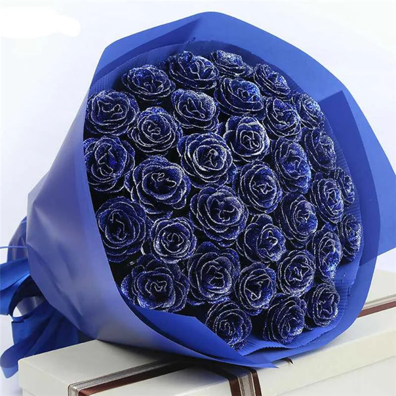 30pcs of 7cm Glitter spray artificial flower rose for Christmas gift hot Valentine DIY bouquet easter wedding Birthday decor - Lootquake