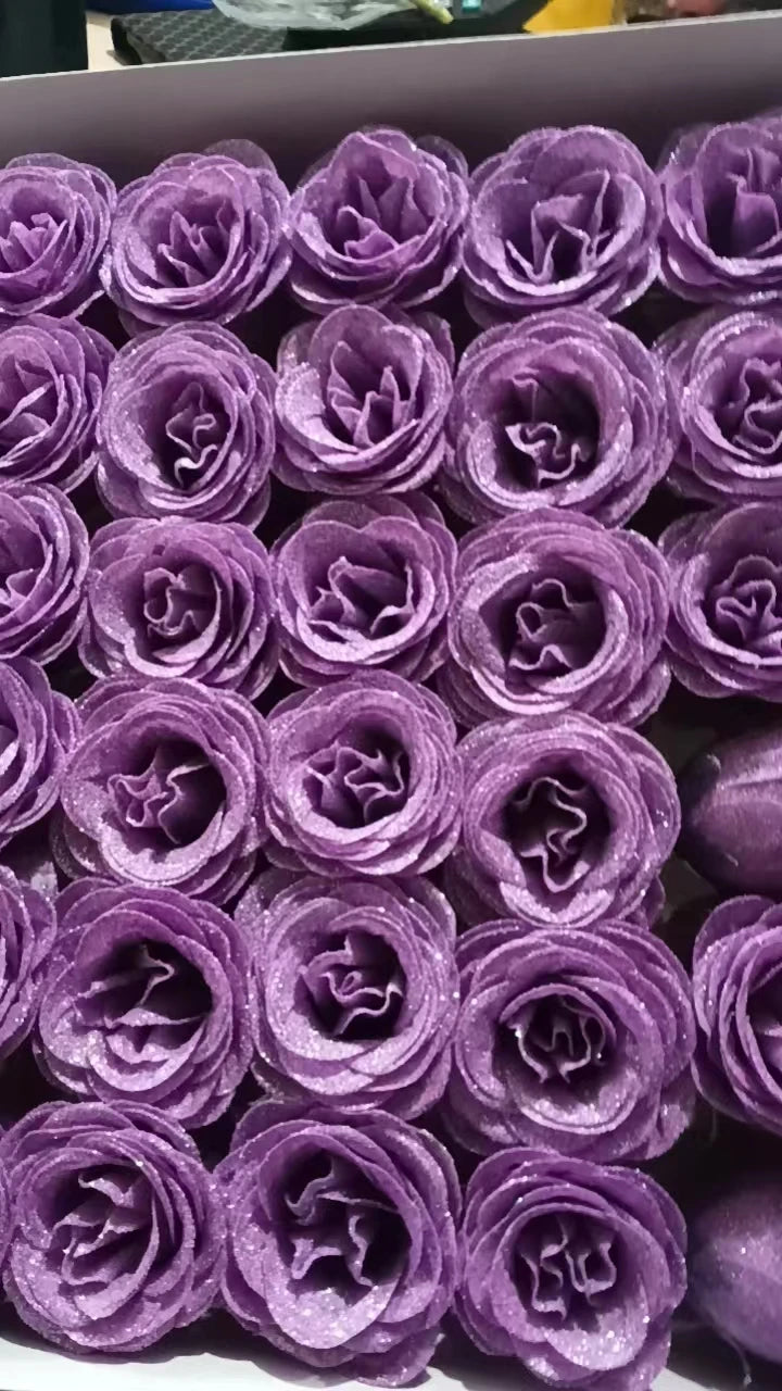30pcs of 7cm Glitter spray artificial flower rose for Christmas gift hot Valentine DIY bouquet easter wedding Birthday decor - Lootquake