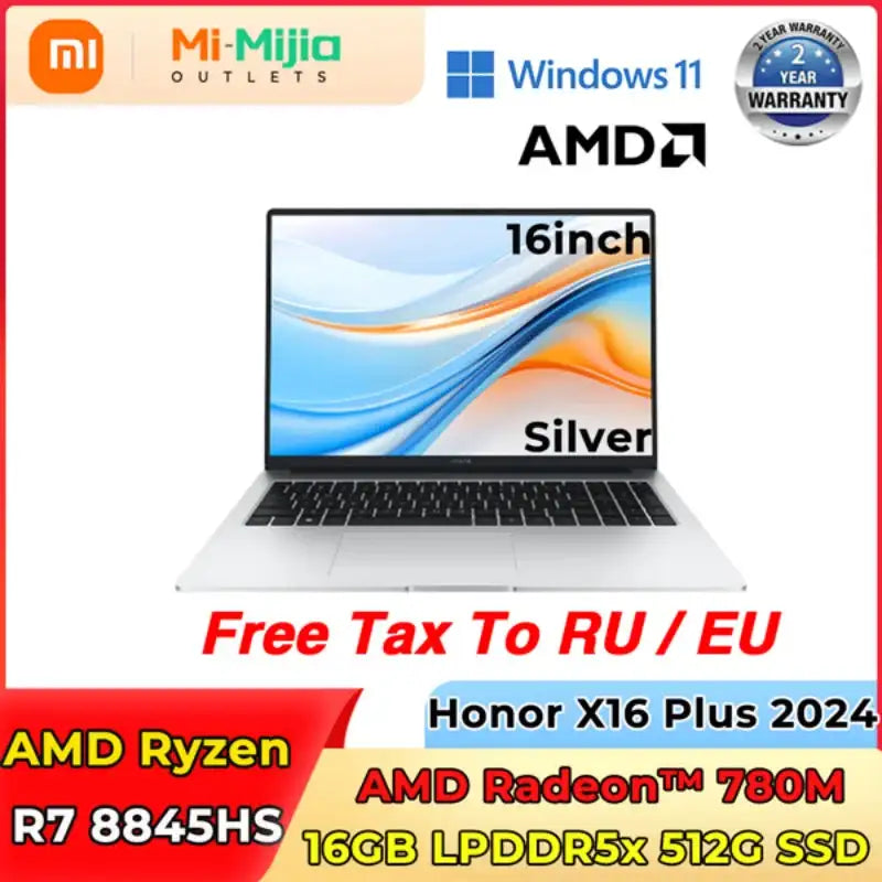 HONOR MagicBook X16 Plus 2024 Laptop AMD Ryzen R7 8845HS 16GB 32GB 512GB 1TB 16" Inch 60Hz/120Hz Notebook Ultrabook Computer PC - Lootquake