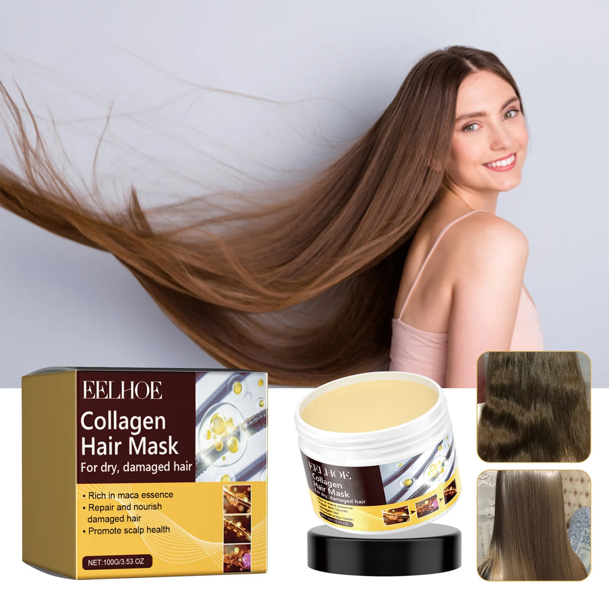Deep Conditioning Hair Mask Collagen Hair Hydration Treatments for Damaged Hair Moisturizer Repair Hair Strengthening Mask 100g