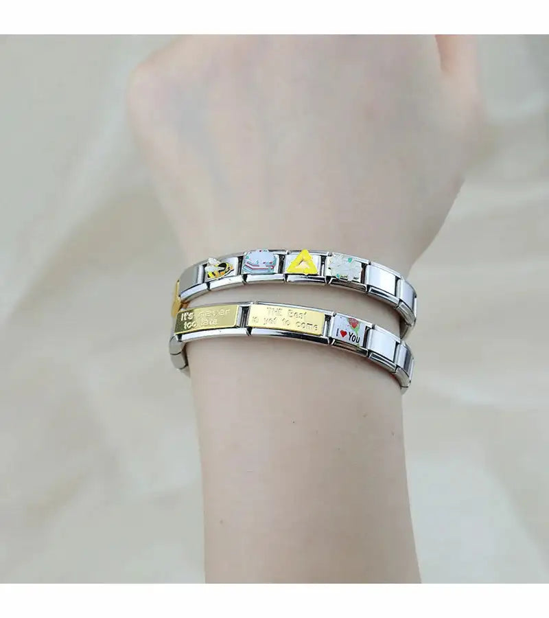 Hapiship 2023 Fashion Charm Italian Links Flower Flower Bee Tent Fit 9mm Bracelet Stainless Steel Making DIY Jewelry DJ661-C - Lootquake