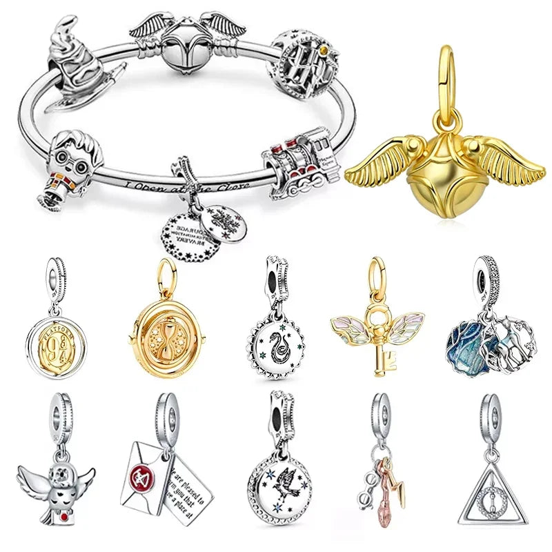 MINISO Charms Beads 925 Sterling Silver For 925 Original Harry 3mm Potter Bracelets Women Pendant DIY Jewelry Make Gifts - Lootquake