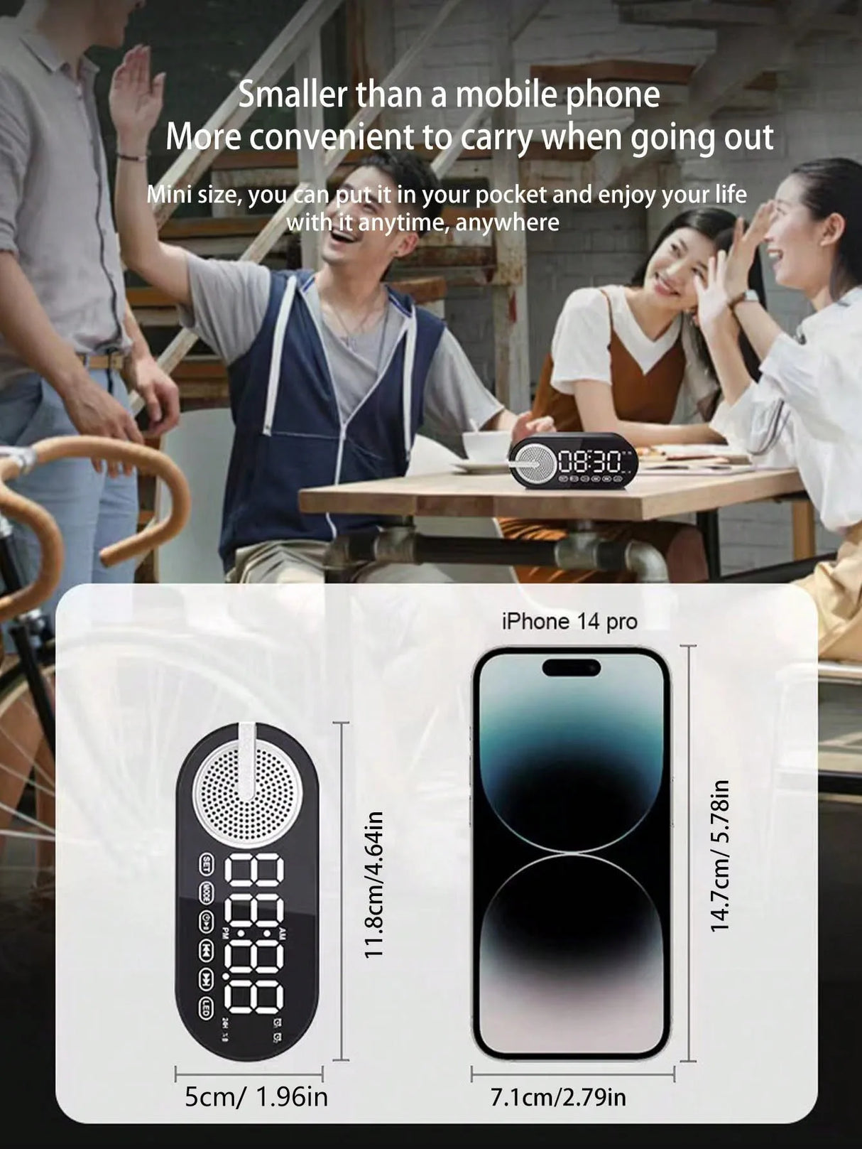 Haut-parleur Bluetooth sans fil, mini design avec de multiples fonctions comme une horloge, le caisson de basses version extérieure est puissant