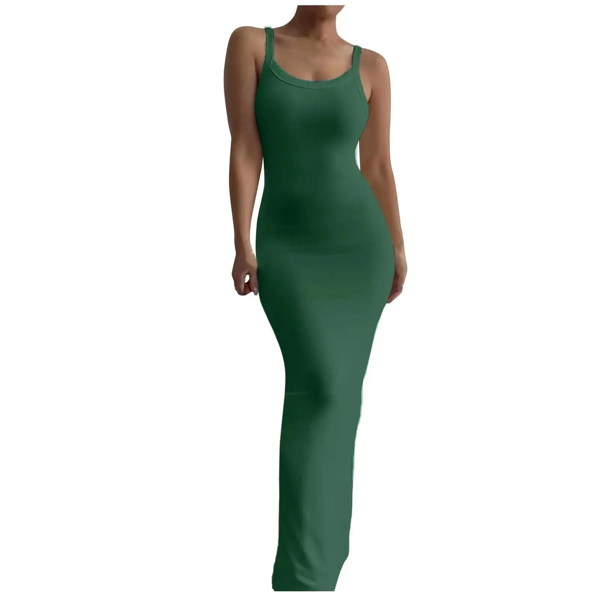 Women's Bodycon Maxi Dress Summer Sleeveless Long Dress For Beach Holiday Vacation Robes Femmes Solid Color Slim Fit Dresses - Lootquake