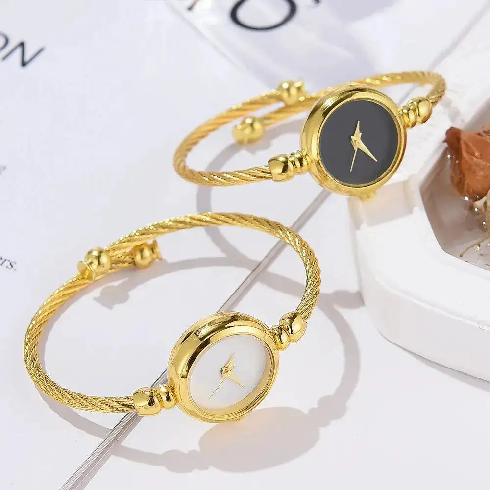 2PCS Fashion Luxury Women's Watch Gold Fine Strap Ladies Watch For Bracelet Montre Femme Female Wrist Watch Women Clock Relojes - Lootquake