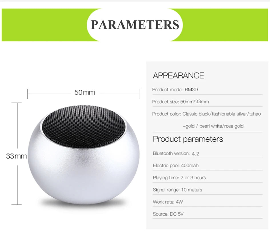 Enceinte Bluetooth sans fil 5.3 pouces, portable, TWS, petit caisson de basses en acier, métal lourd, mini enceinte stéréo Bluetooth d'extérieur