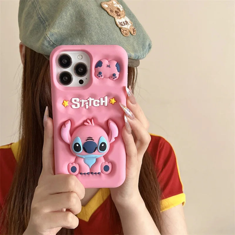 Funda telescópica con soporte para iPhone con diseño de ángel de Stitch