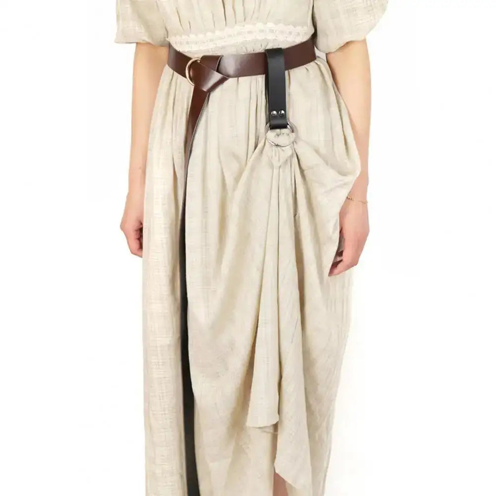 Skirt Hook Strap Medieval Belt Skirt Hikes Double Ring Faux Leather Loop Renaissance Accessory for Women's Long Dress Fixation - Lootquake