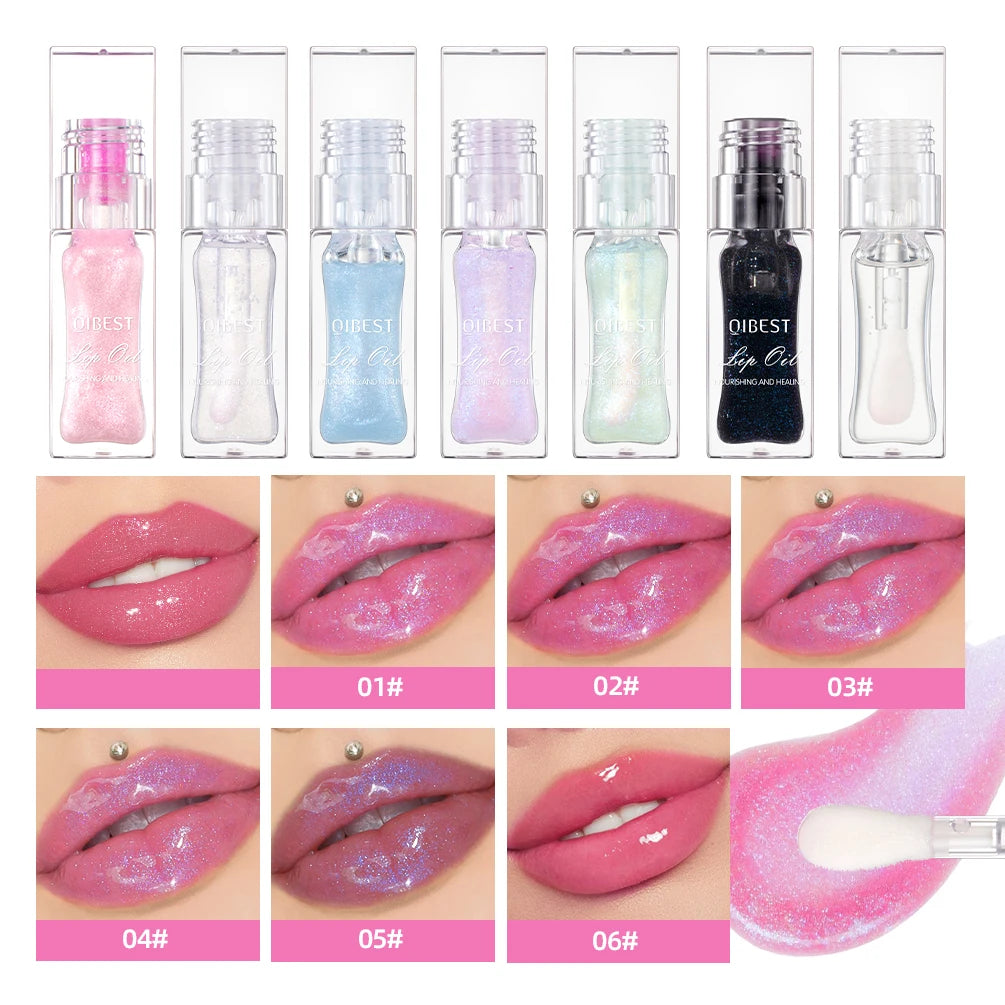 QIBEST - Bálsamo labial mágico con cambio de color cálido, brillo labial transparente, hidratante, brillo labial brillante, cosméticos para labios