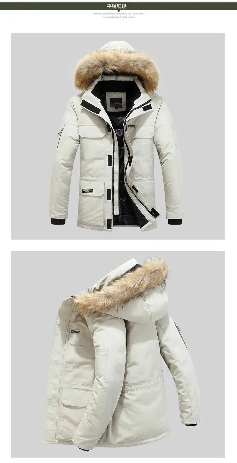 New Men Parkas Coat Windbreaker Big Pockets Wholesale Winter Parkas Men Thicken Coat Fur Hooded Jacket Overcoat Keep Warm Male - Lootquake