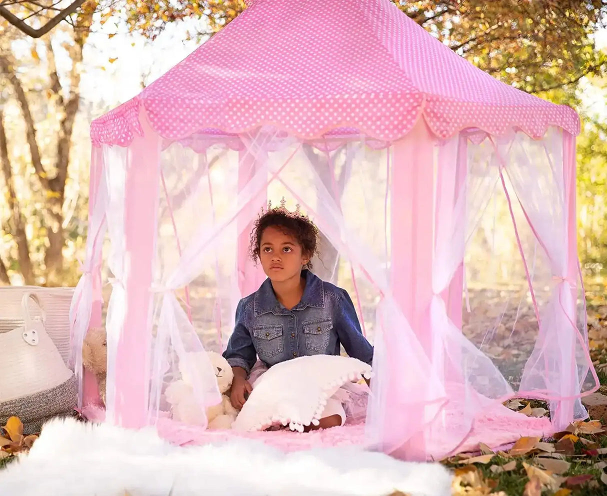 Portable Kids Toy Tipi Tent Princess Pink Girl Castle Play House Children Small House Folding Playtent Party Castle Child Room - Lootquake