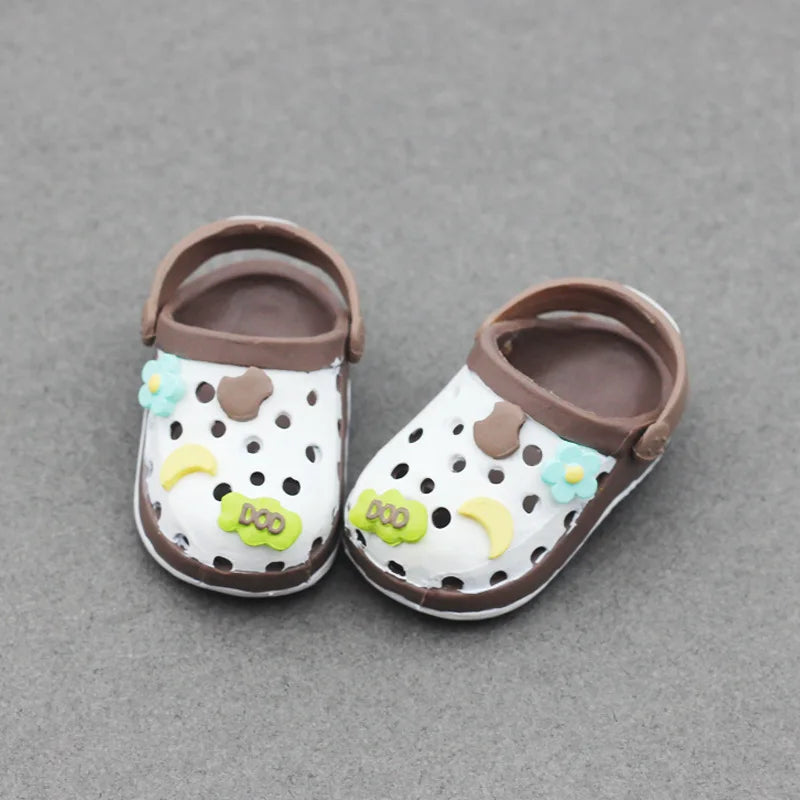 Labubu Doll Slippers 4.3x2.0cm Labubu Doll Decorative Accessories Desktop Doll Ornament Shoes For 15cm Doll Children Toys Gift