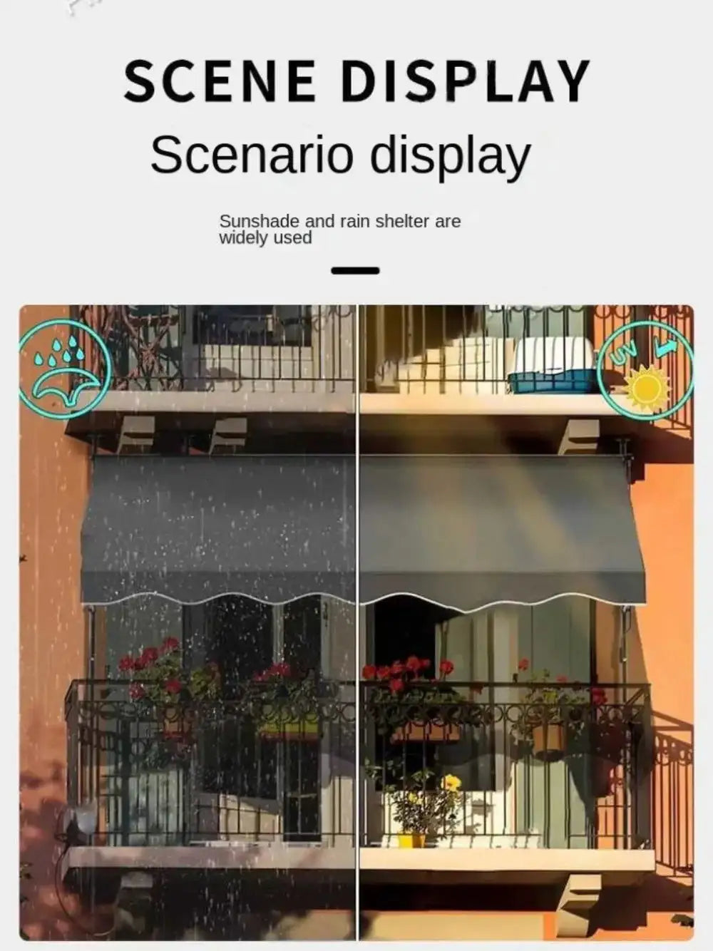 Awnings Rain and Snow Resistant UV Resistant Folding and Telescopic Canopy Tent Outdoor Garden Balcony Roof Courtyard Sunshade - Lootquake