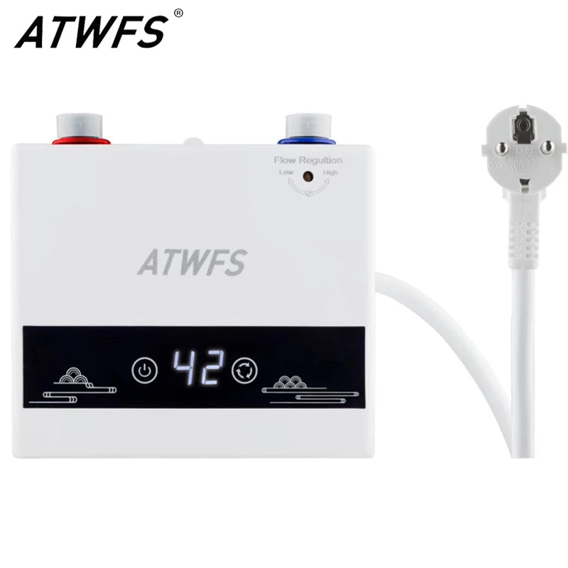 Calentador de agua instantáneo ATWFS de 220 V y 4000 W, calentador eléctrico portátil para baño, ducha y cocina.