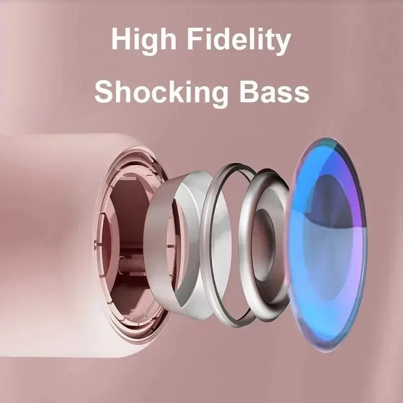 Altavoz Bluetooth rosa con potentes funciones, altavoz portátil Bluetooth para exteriores, resistente al agua, graves de 10 W, compatible con tarjeta TF