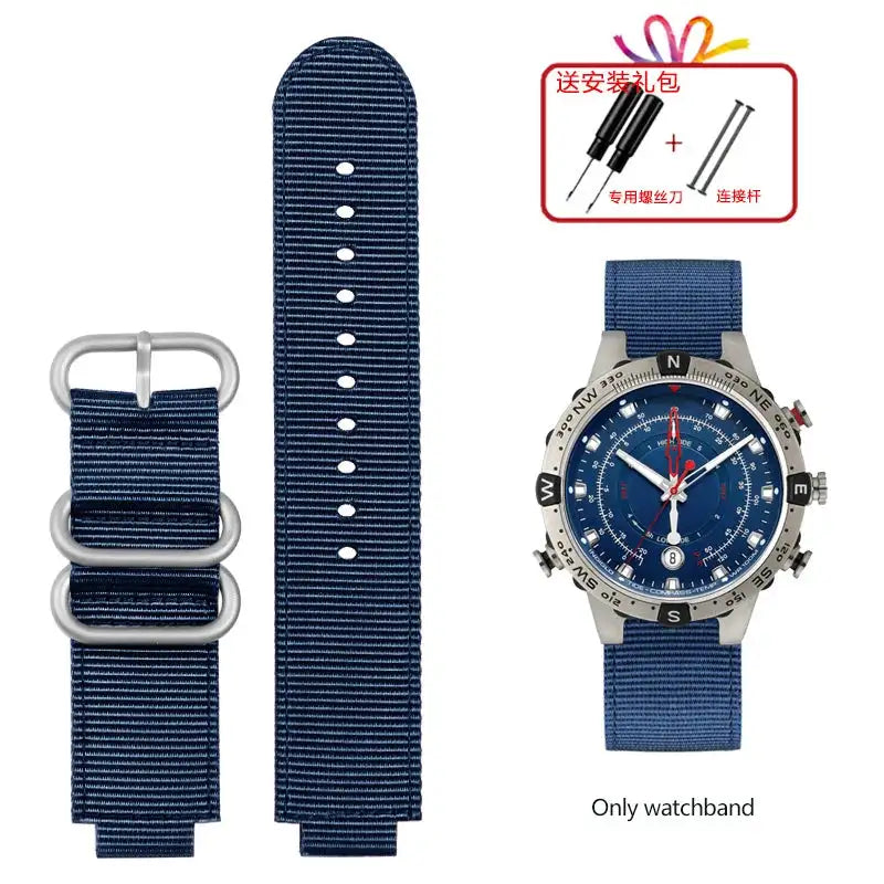 For TIMEX Tide Canvas Convex Strap Male Compass Bracelet T2N721 T2N720 TW2T76500 TW2T76300 Nylon Watchband 24*16MM Wristband - Lootquake
