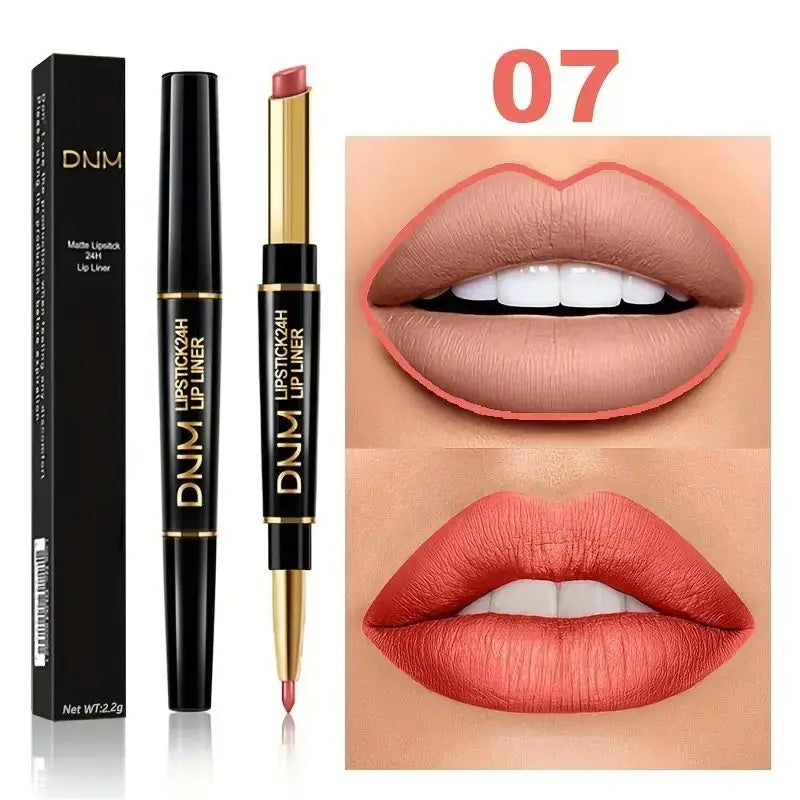 12 Colors Double-Ended Lipstick & Lip Liner Pencil,Waterproof, Non-Stick, Long Lasting,Make Natural Makeup Effect for All Skin