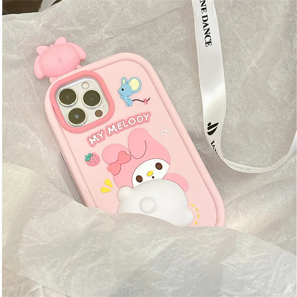 Funda de silicona suave para teléfono con diseño de dibujos animados en 3D de Melody Descompress
