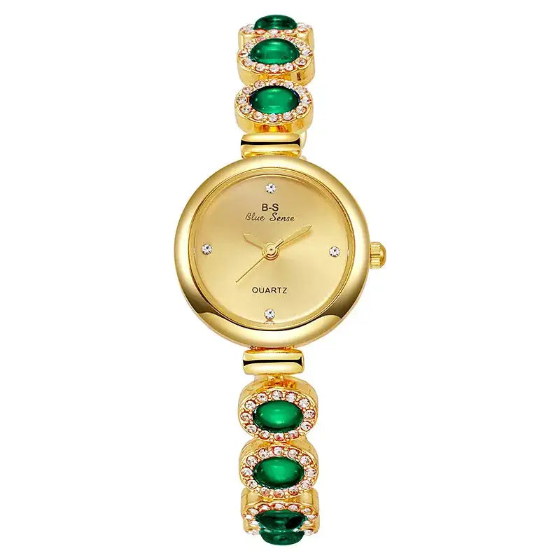 Famous Brand Women's Quartz Watches Luxury Green Gemstone Bracelet Watch Gift Female Wristwatch Dropshipping Relojes Para Mujer - Lootquake