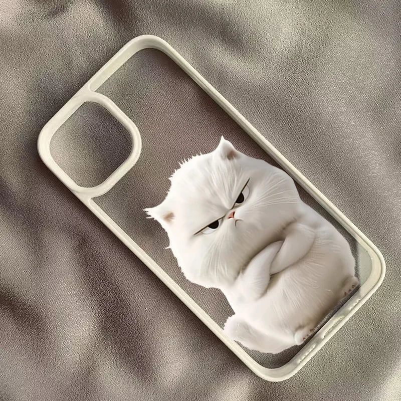 Funda transparente para teléfono con diseño de gato divertido y genial