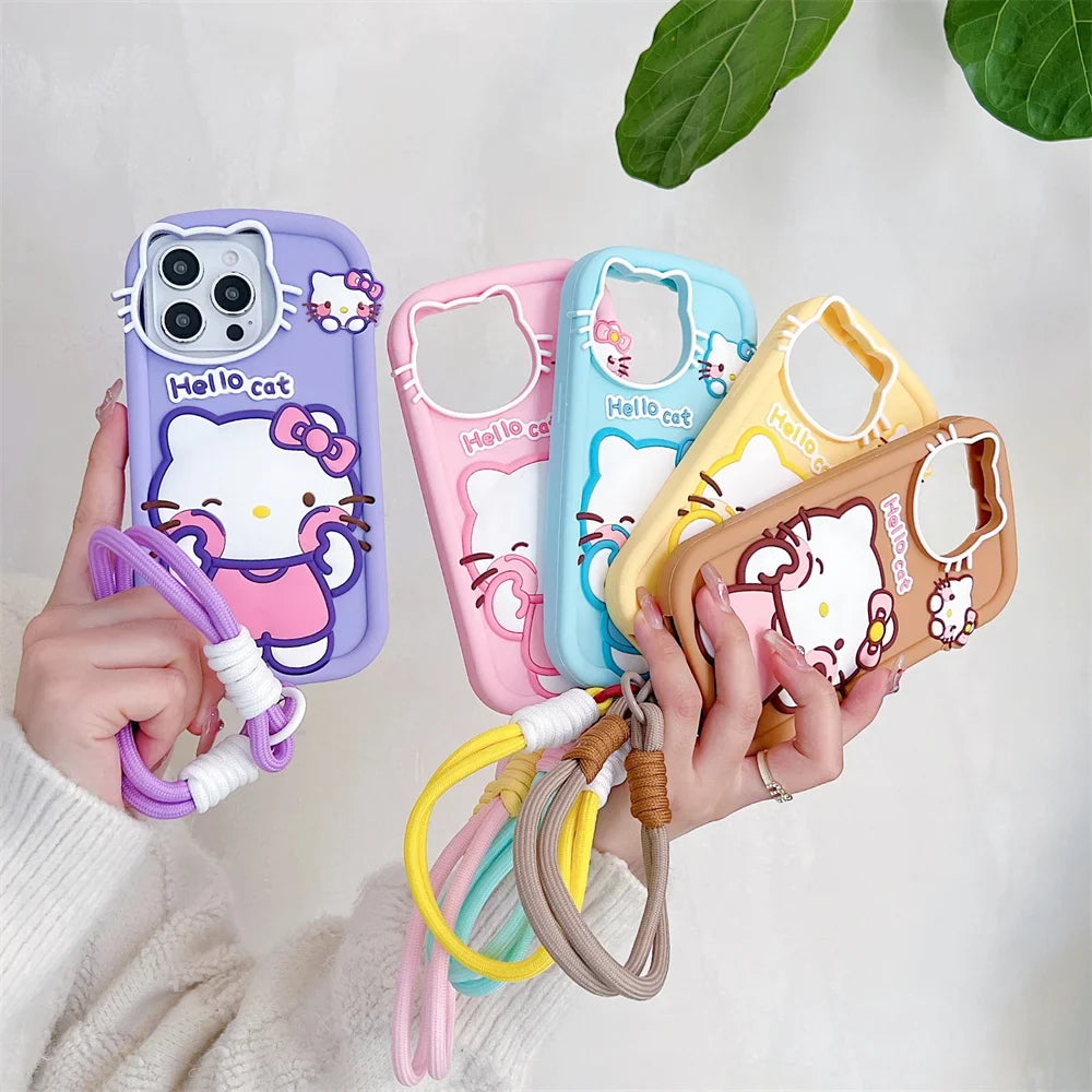 Funda de silicona para teléfono con dibujos de Hello Kitty