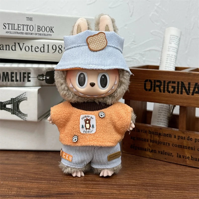 Vêtements de poupée LABUBU 17 cm, accessoires pour Labubu V1 V2, salopette rayée, chapeaux, lunettes, chaussures, vêtements cool et élégants, cadeau