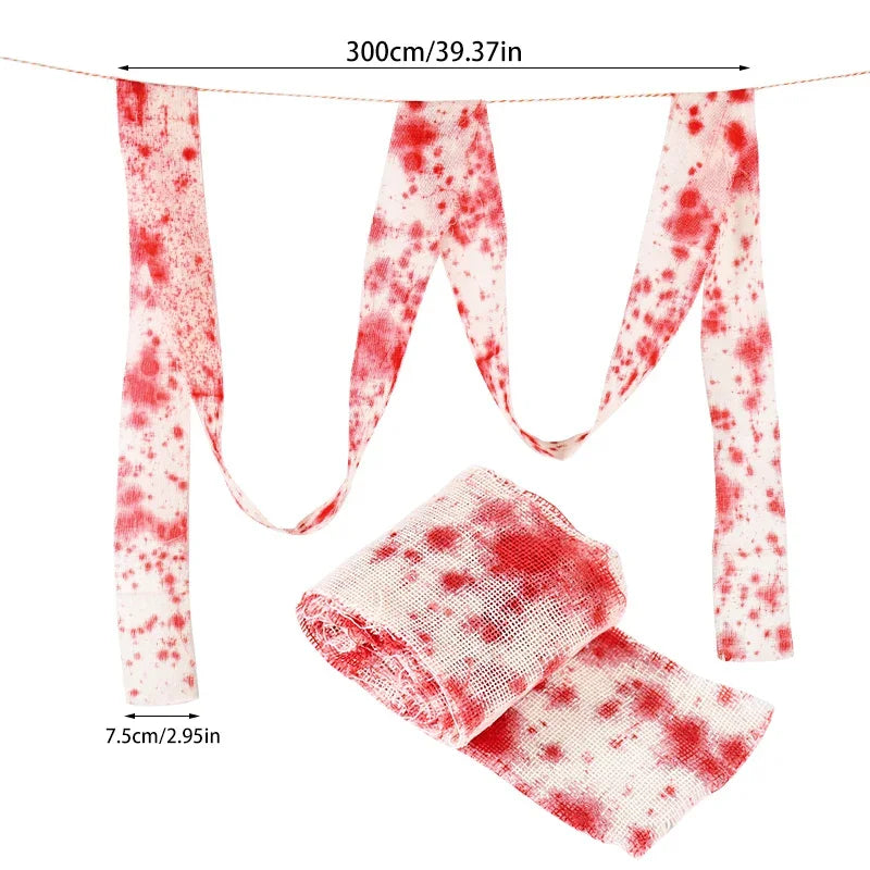 Haunted House Home Scene Decoration 3m/5m Halloween Bloody Gauze Bandage Warning Isolation Belt Horror Props For Halloween Party