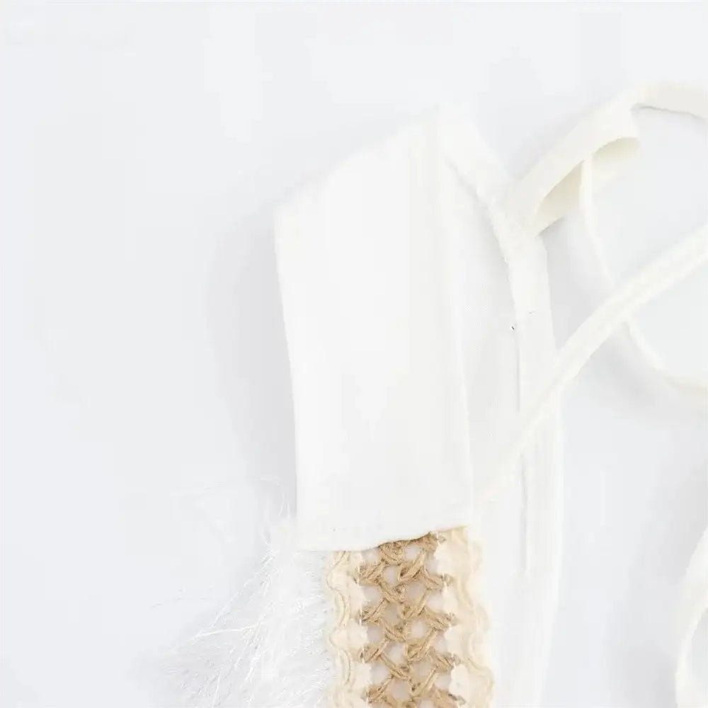 2024 Summer Beach Party Robes Women Fashion Deep V Neck Sleevelss See Through Dresses Sexy Printed Tassels Patchwork Long Dress - Lootquake