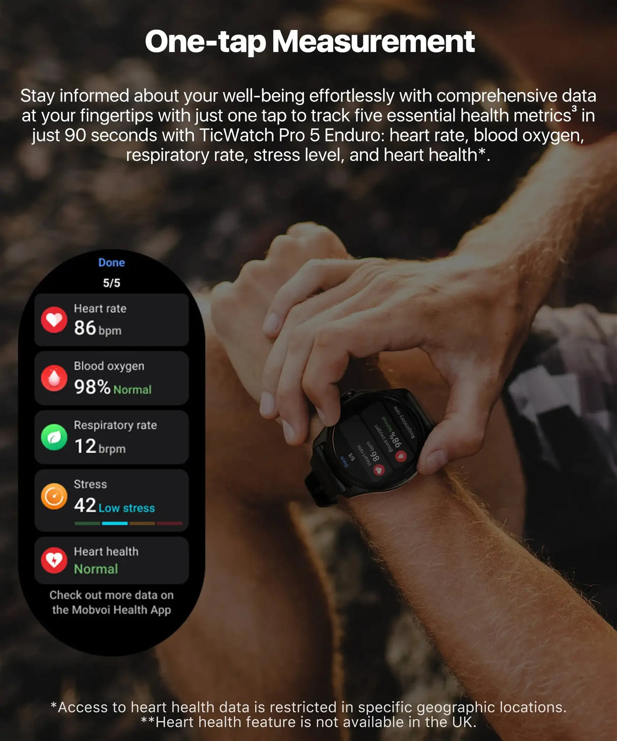 TicWatch Pro 5 Enduro Wear OS Smartwatch for Men 90Hrs Battery 110+ Workout Modes 7/24 Heart Rate Compass and Android Compatible - Lootquake