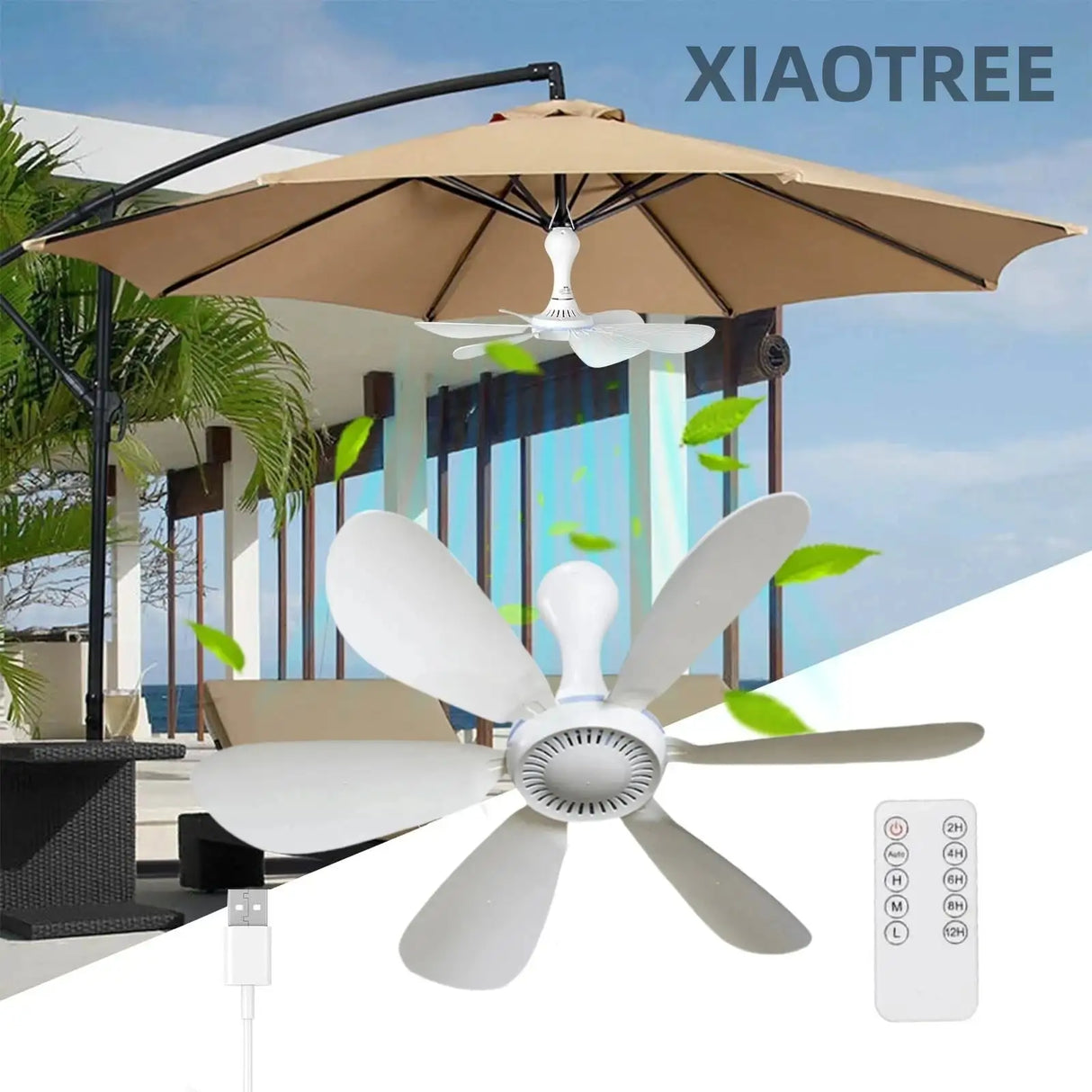 Silent 6 Leaves USB Powered Ceiling Canopy Fan with Remote Control Timing 4 Speed Hanging Fan for Camping Bed Dormitory Tent New - Lootquake
