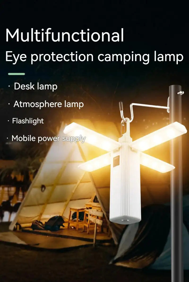 Protable Rechargeable Camping Light Tent Chandelier Ultra Long Life Multi-function Flashlight Folding Hand Lamp - Lootquake